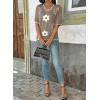 image:imageDokotoo Womens Casual V Neck Short Sleeve Sweater Ribbed Knit Lightweight Sweaters Tops Fashion Clothing OutfitsDark Khaki