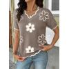 image:imageDokotoo Womens Casual V Neck Short Sleeve Sweater Ribbed Knit Lightweight Sweaters Tops Fashion Clothing OutfitsDark Khaki