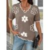 image:imageDokotoo Womens Casual V Neck Short Sleeve Sweater Ribbed Knit Lightweight Sweaters Tops Fashion Clothing OutfitsDark Khaki