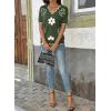 image:imageDokotoo Womens Casual V Neck Short Sleeve Sweater Ribbed Knit Lightweight Sweaters Tops Fashion Clothing OutfitsJungle Green