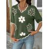 image:imageDokotoo Womens Casual V Neck Short Sleeve Sweater Ribbed Knit Lightweight Sweaters Tops Fashion Clothing OutfitsJungle Green