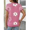 image:imageDokotoo Womens Casual V Neck Short Sleeve Sweater Ribbed Knit Lightweight Sweaters Tops Fashion Clothing OutfitsPink