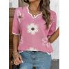 image:imageDokotoo Womens Casual V Neck Short Sleeve Sweater Ribbed Knit Lightweight Sweaters Tops Fashion Clothing OutfitsPink