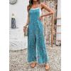 image:imageDokotoo Womens Causal One Piece Sleeveless Jumpsuits Floral Boho Overalls Wide Leg Rompers Pants with PocketsGreen