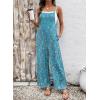 image:imageDokotoo Womens Causal One Piece Sleeveless Jumpsuits Floral Boho Overalls Wide Leg Rompers Pants with PocketsGreen