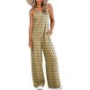 image:imageDokotoo Womens Causal One Piece Sleeveless Jumpsuits Floral Boho Overalls Wide Leg Rompers Pants with PocketsKhaki