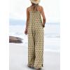 image:imageDokotoo Womens Causal One Piece Sleeveless Jumpsuits Floral Boho Overalls Wide Leg Rompers Pants with PocketsKhaki