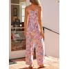 image:imageDokotoo Womens Causal One Piece Sleeveless Jumpsuits Floral Boho Overalls Wide Leg Rompers Pants with PocketsMulticolor
