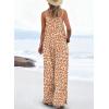 image:imageDokotoo Womens Causal One Piece Sleeveless Jumpsuits Floral Boho Overalls Wide Leg Rompers Pants with PocketsOrange