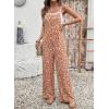 image:imageDokotoo Womens Causal One Piece Sleeveless Jumpsuits Floral Boho Overalls Wide Leg Rompers Pants with PocketsOrange