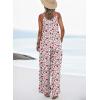 image:imageDokotoo Womens Causal One Piece Sleeveless Jumpsuits Floral Boho Overalls Wide Leg Rompers Pants with PocketsRed