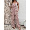 image:imageDokotoo Womens Causal One Piece Sleeveless Jumpsuits Floral Boho Overalls Wide Leg Rompers Pants with PocketsRed