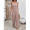 image:imageDokotoo Womens Causal One Piece Sleeveless Jumpsuits Floral Boho Overalls Wide Leg Rompers Pants with PocketsRed