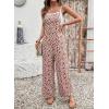 image:imageDokotoo Womens Causal One Piece Sleeveless Jumpsuits Floral Boho Overalls Wide Leg Rompers Pants with PocketsRed