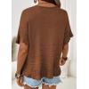 image:imageDokotoo Womens Short Sleeve Sweaters Oversized Summer Casual Ruffled Hem Knit Pullover Tops Cute Solid Color Crochet BlousesBrown