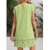 image:imageDokotoo Womens Summer Dresses 2026 Short Sleeve Hollow Out Crewneck Pleated Front Casual Elegant Mini DressLight Green