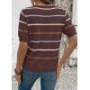 image:imageDokotoo Womens Summer Short Sleeve Knit Tops 2026 Spring Trendy Casual V Neck Striped Sweater BlousesDark Brown