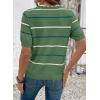 image:imageDokotoo Womens Summer Short Sleeve Knit Tops 2026 Spring Trendy Casual V Neck Striped Sweater BlousesMist Green