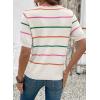 image:imageDokotoo Womens Summer Short Sleeve Knit Tops 2026 Spring Trendy Casual V Neck Striped Sweater BlousesWhite