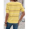 image:imageDokotoo Womens Summer Short Sleeve Knit Tops 2026 Spring Trendy Casual V Neck Striped Sweater BlousesYellow Cream