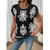 image:imageDokotoo Womens Sweater Vest Summer Casual Crewneck Knit Pullover Tops Lightweight Boho Printed Cap Sleeve SweatersBlack