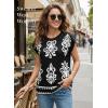 image:imageDokotoo Womens Sweater Vest Summer Casual Crewneck Knit Pullover Tops Lightweight Boho Printed Cap Sleeve SweatersBlack