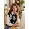 image:imageDokotoo Womens Sweater Vest Summer Casual Crewneck Knit Pullover Tops Lightweight Boho Printed Cap Sleeve SweatersBlack