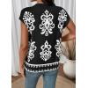 image:imageDokotoo Womens Sweater Vest Summer Casual Crewneck Knit Pullover Tops Lightweight Boho Printed Cap Sleeve SweatersBlack