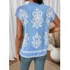 image:imageDokotoo Womens Sweater Vest Summer Casual Crewneck Knit Pullover Tops Lightweight Boho Printed Cap Sleeve SweatersBlue