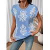 image:imageDokotoo Womens Sweater Vest Summer Casual Crewneck Knit Pullover Tops Lightweight Boho Printed Cap Sleeve SweatersBlue