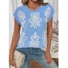 image:imageDokotoo Womens Sweater Vest Summer Casual Crewneck Knit Pullover Tops Lightweight Boho Printed Cap Sleeve SweatersBlue
