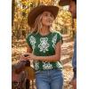 image:imageDokotoo Womens Sweater Vest Summer Casual Crewneck Knit Pullover Tops Lightweight Boho Printed Cap Sleeve SweatersGreen