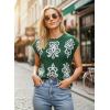 image:imageDokotoo Womens Sweater Vest Summer Casual Crewneck Knit Pullover Tops Lightweight Boho Printed Cap Sleeve SweatersGreen