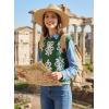 image:imageDokotoo Womens Sweater Vest Summer Casual Crewneck Knit Pullover Tops Lightweight Boho Printed Cap Sleeve SweatersGreen