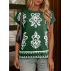 image:imageDokotoo Womens Sweater Vest Summer Casual Crewneck Knit Pullover Tops Lightweight Boho Printed Cap Sleeve SweatersGreen