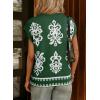 image:imageDokotoo Womens Sweater Vest Summer Casual Crewneck Knit Pullover Tops Lightweight Boho Printed Cap Sleeve SweatersGreen