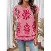 image:imageDokotoo Womens Sweater Vest Summer Casual Crewneck Knit Pullover Tops Lightweight Boho Printed Cap Sleeve SweatersHot Pink