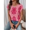 image:imageDokotoo Womens Sweater Vest Summer Casual Crewneck Knit Pullover Tops Lightweight Boho Printed Cap Sleeve SweatersHot Pink