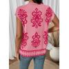 image:imageDokotoo Womens Sweater Vest Summer Casual Crewneck Knit Pullover Tops Lightweight Boho Printed Cap Sleeve SweatersHot Pink