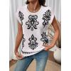 image:imageDokotoo Womens Sweater Vest Summer Casual Crewneck Knit Pullover Tops Lightweight Boho Printed Cap Sleeve SweatersWhite