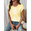 image:imageDokotoo Womens Sweater Vest Summer Casual Crewneck Knit Pullover Tops Lightweight Boho Printed Cap Sleeve SweatersYellow