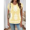 image:imageDokotoo Womens Sweater Vest Summer Casual Crewneck Knit Pullover Tops Lightweight Boho Printed Cap Sleeve SweatersYellow