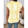 image:imageDokotoo Womens Sweater Vest Summer Casual Crewneck Knit Pullover Tops Lightweight Boho Printed Cap Sleeve SweatersYellow