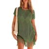 image:imageDokotoo Swimsuit Cover Up for Women 2026 Crochet Bathing Suit Coverups Hollow Out Knit Tassel Beach Dress for VacationFour Leaf Clover