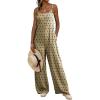 image:imageDokotoo Womens Causal One Piece Sleeveless Jumpsuits Floral Boho Overalls Wide Leg Rompers Pants with PocketsKhaki