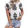 image:imageDokotoo Womens Sweater Vest Summer Casual Crewneck Knit Pullover Tops Lightweight Boho Printed Cap Sleeve SweatersWhite
