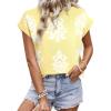 image:imageDokotoo Womens Sweater Vest Summer Casual Crewneck Knit Pullover Tops Lightweight Boho Printed Cap Sleeve SweatersYellow