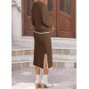 image:imageDokotoo 2 Piece Sets for Women Sweater Dress Knit Travel Outfits Winter Dresses Skirt SetChocolate Brown