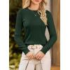 image:imageDokotoo Sweaters for Women Long Sleeve Wool Blend Crewneck Diamond Hollow Out Lightweight Soft Fall Pullover Sweater TopsBlackish Green