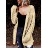 image:imageDokotoo Womens 2026 Fashion Casual Open Front Long Sleeve Chunky Cable Knit Cardigans Sweaters Outerwear Coats with PocketsBeige